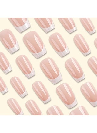 French Tip Press On Nails, Package Soft Gel French Fake Nails Short, Salon-Quality Press On Nails, Seamless Glue-On Nails For Woman Nail Art Manicure - view 4
